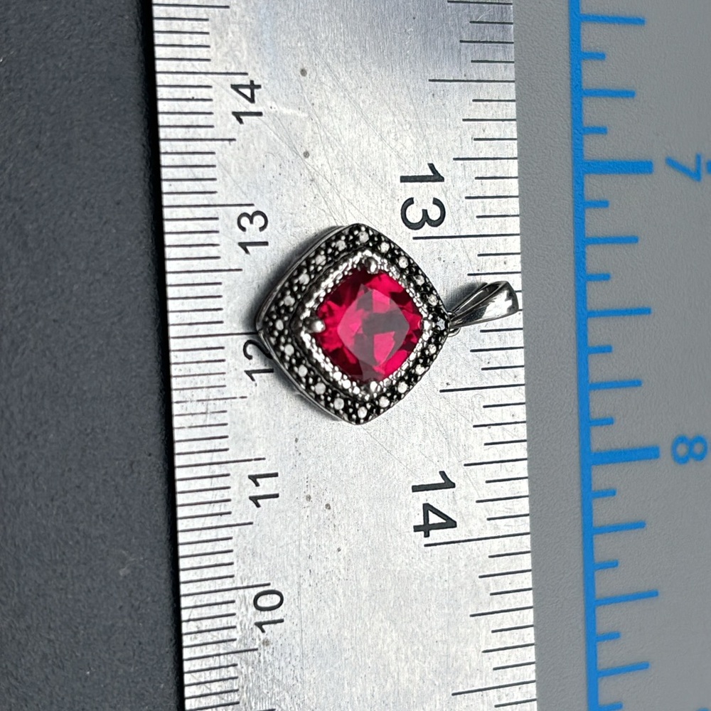 Stayer Sterling Silver Created Ruby Pendant - image 3
